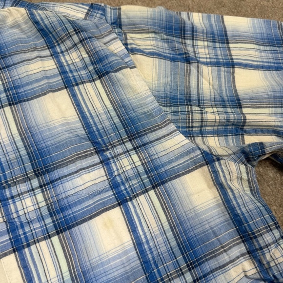 Levi's Mens M Shirt Blue Short Sleeve Button Up Plaid Wester Breathable Workwear - Picture 5 of 8